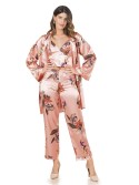 Satin set, top, trousers, salmon bathrobe PIZ332 - Online store - Boutique